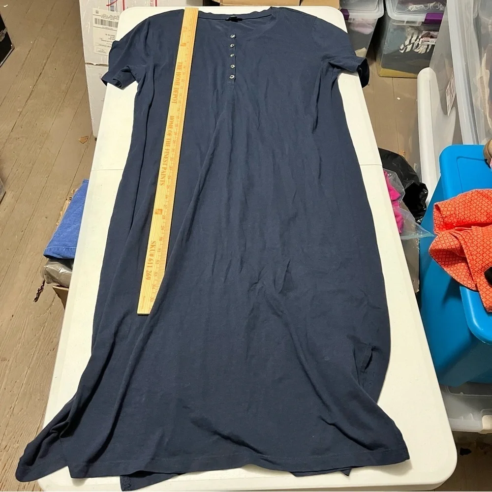 J. Crew Women’s Midi Henley Knit T-Shirt Dress Navy Blue XL J
